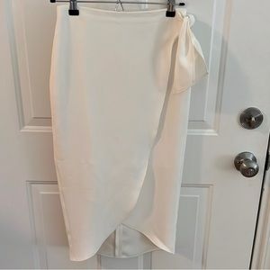 Express Midi Wrap Skirt White